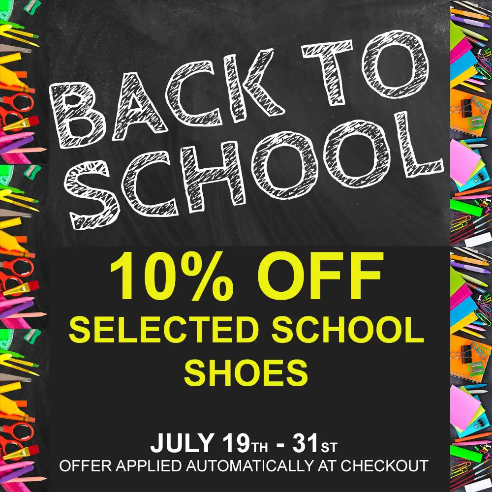Promotional poster for back-to-school sale with colorful crayons and books on a blackboard background.